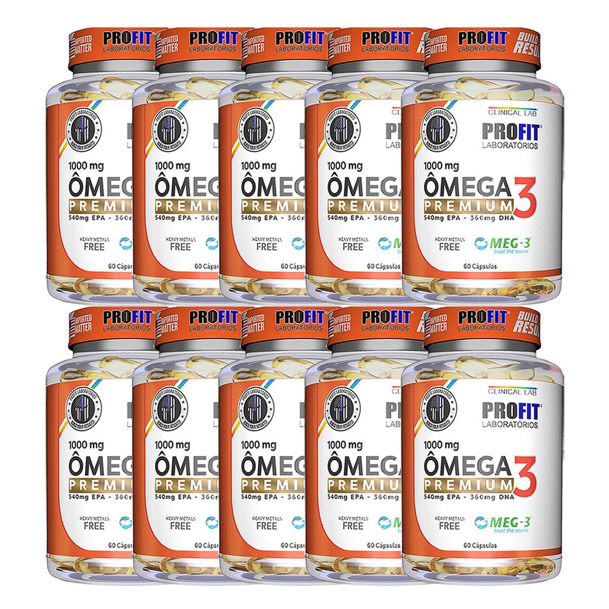 Kit 10X �mega 3 Premium Meg-3 - 60 C�psulas - Profit