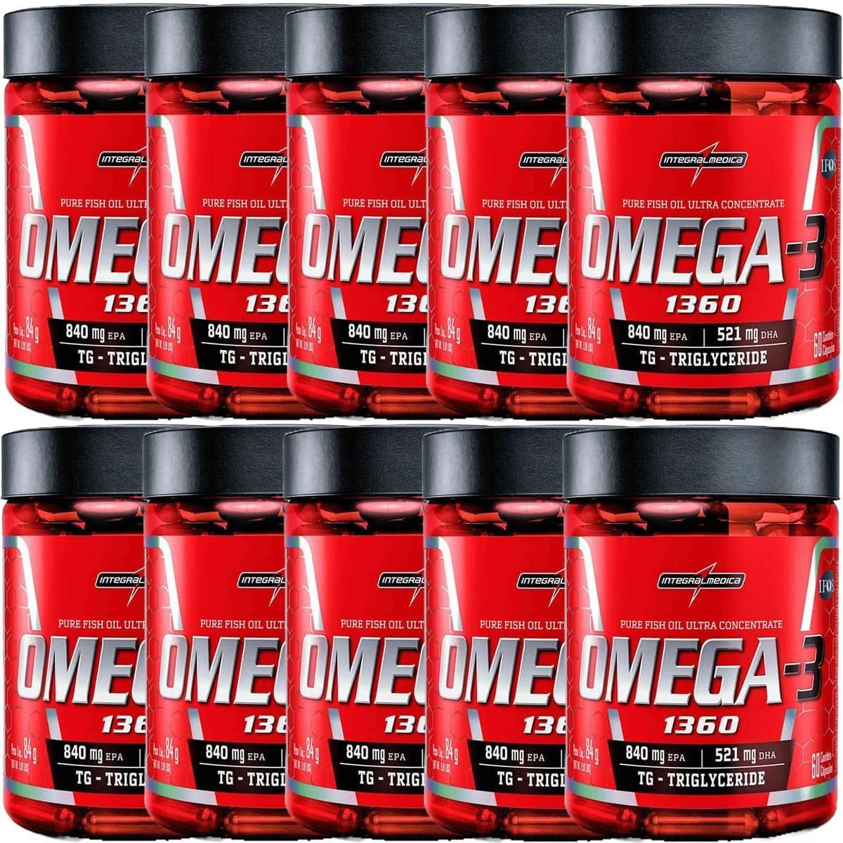 Kit 10X Omega 3 Ultra Concentrado - 60 C�psulas - IntegralM�dica