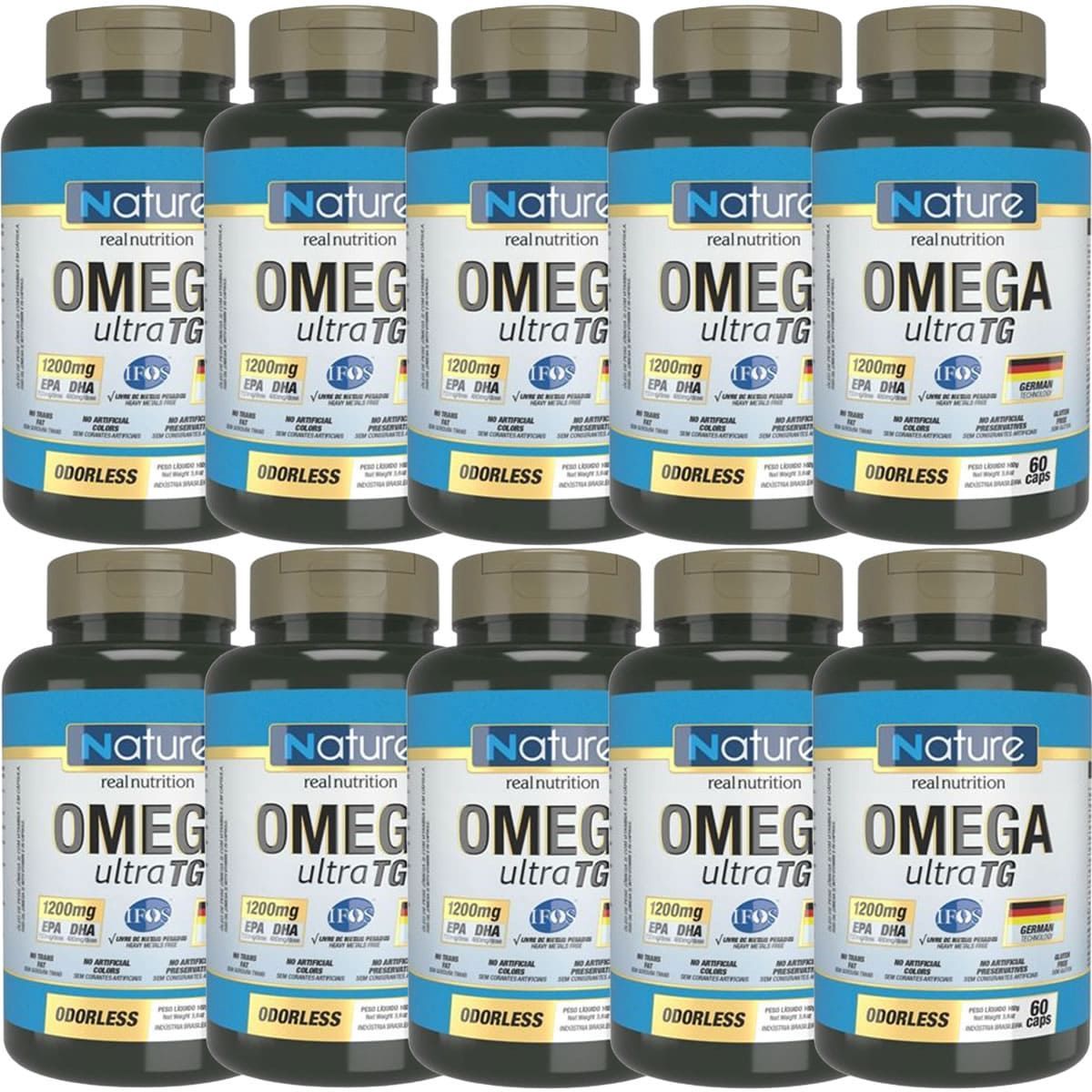 Kit 10X �mega 3 Ultra TG 1200mg - 60 C�psulas - Nature