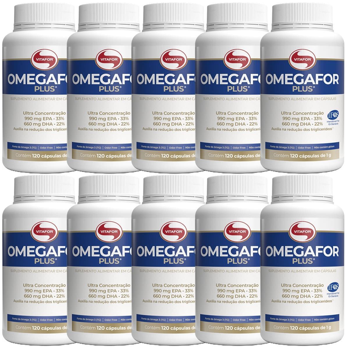 Kit 10X �megaFor Plus - 120 C�psulas 1g - Vitafor