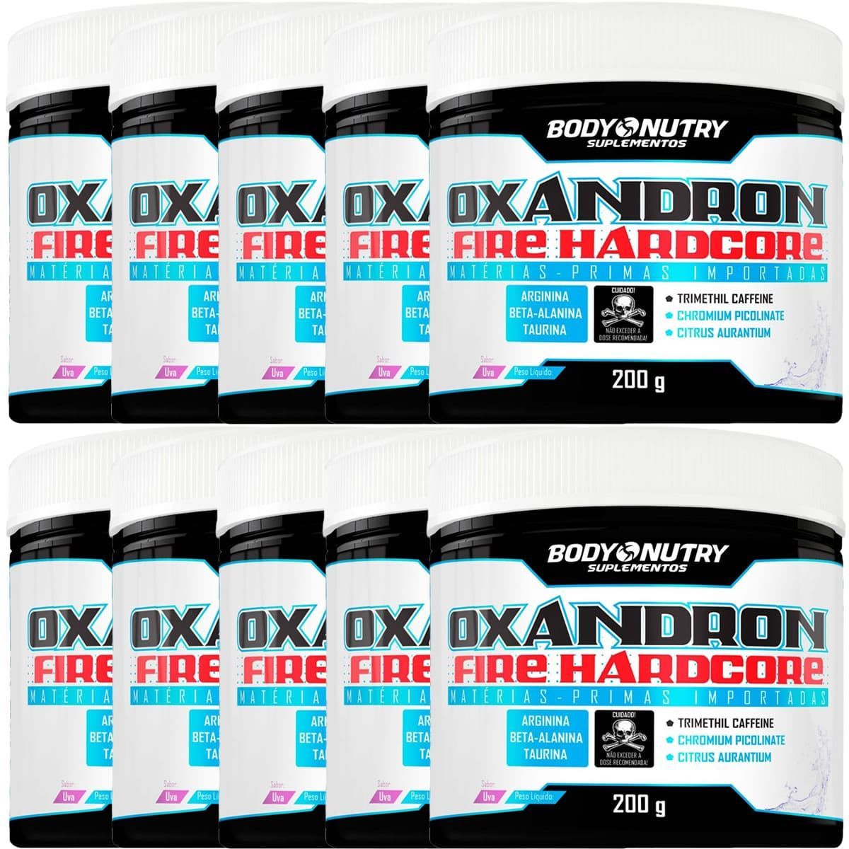 Kit 10X Oxandron Fire Hardcore - 200g Uva - BodyNutry