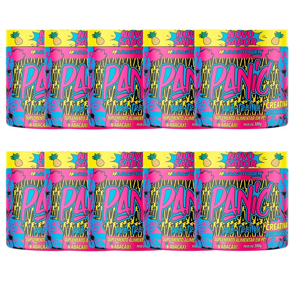Kit 10X Panic Pr�-Treino - 300g Abacaxi - Adaptogen