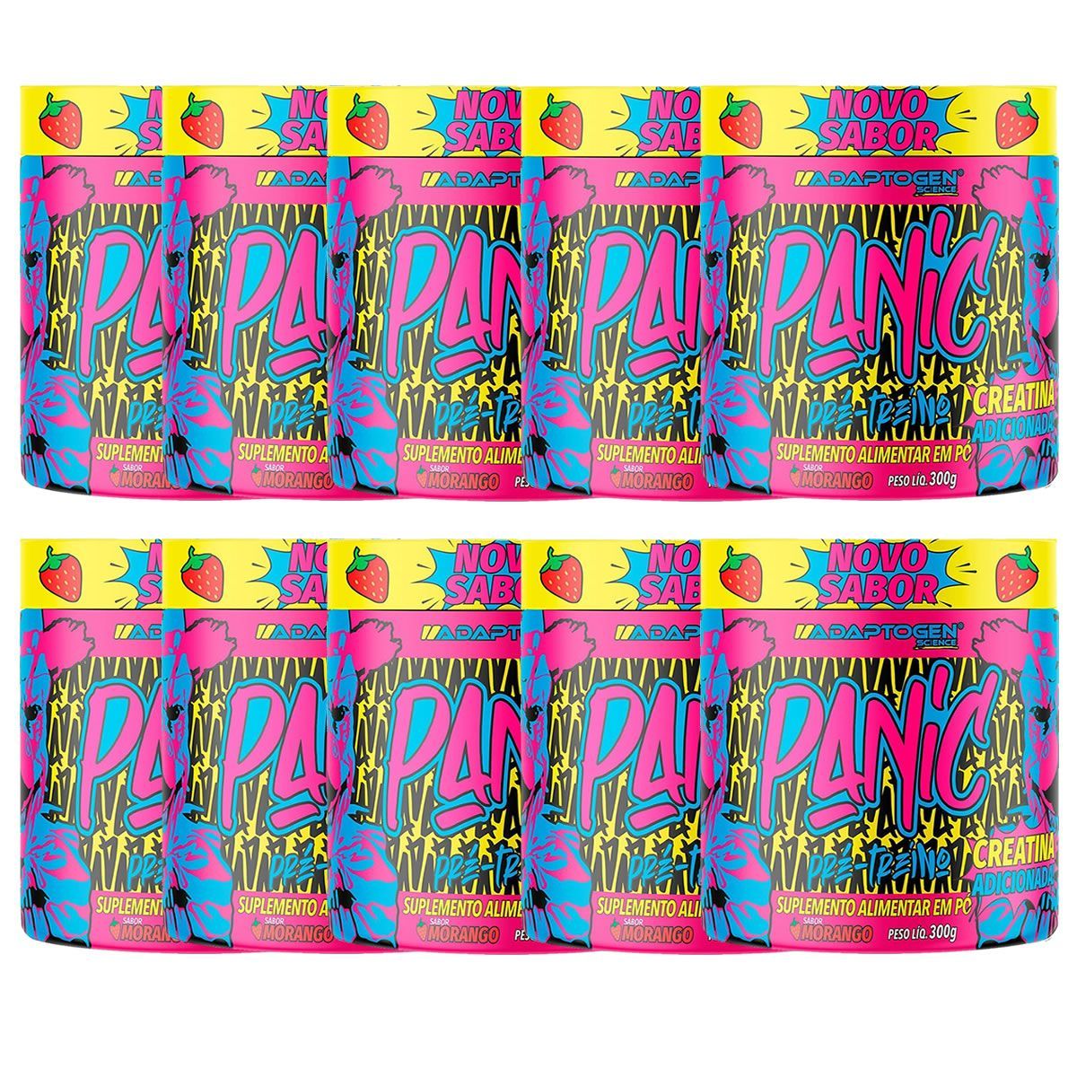 Kit 10X Panic Pr�-Treino - 300g Morango - Adaptogen