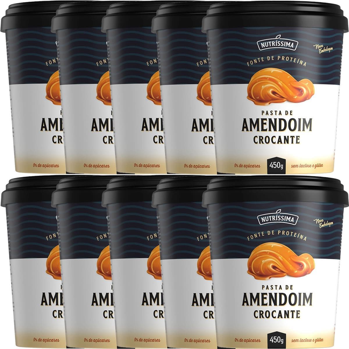 Kit 10X Pasta Amendoim Integral - 450g Crocante - Nutr�ssima