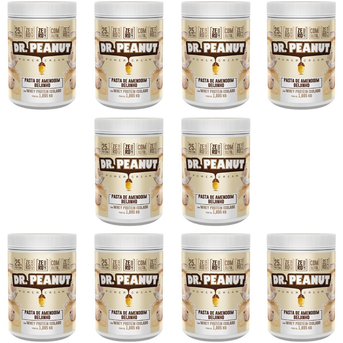 Kit 10X Pasta de Amendoim - 1005g Beijinho com Whey Isolado - Dr. Peanut