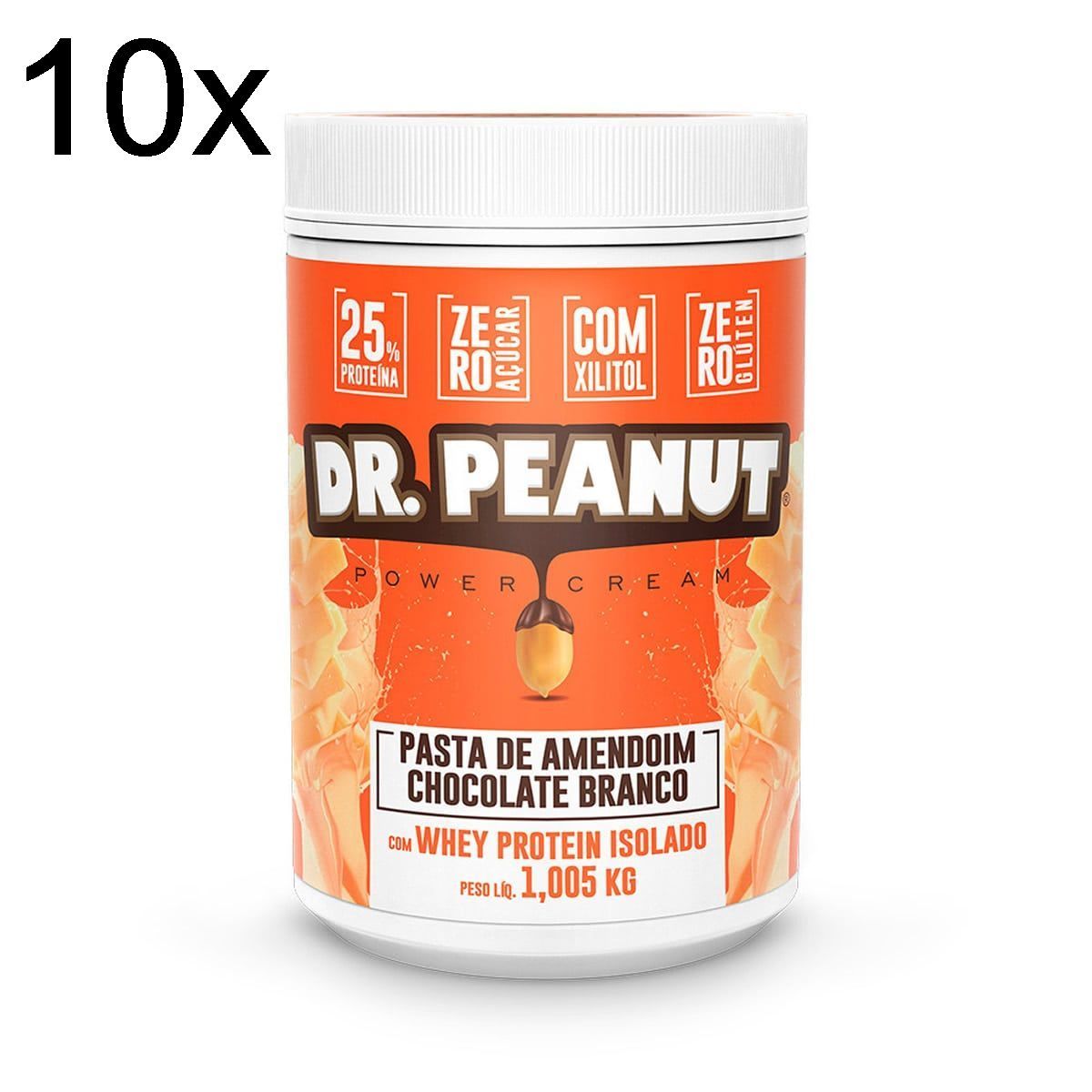 Kit 10X Pasta de Amendoim - 1005g  Chocolate Branco com Whey Isolado - Dr. Peanut