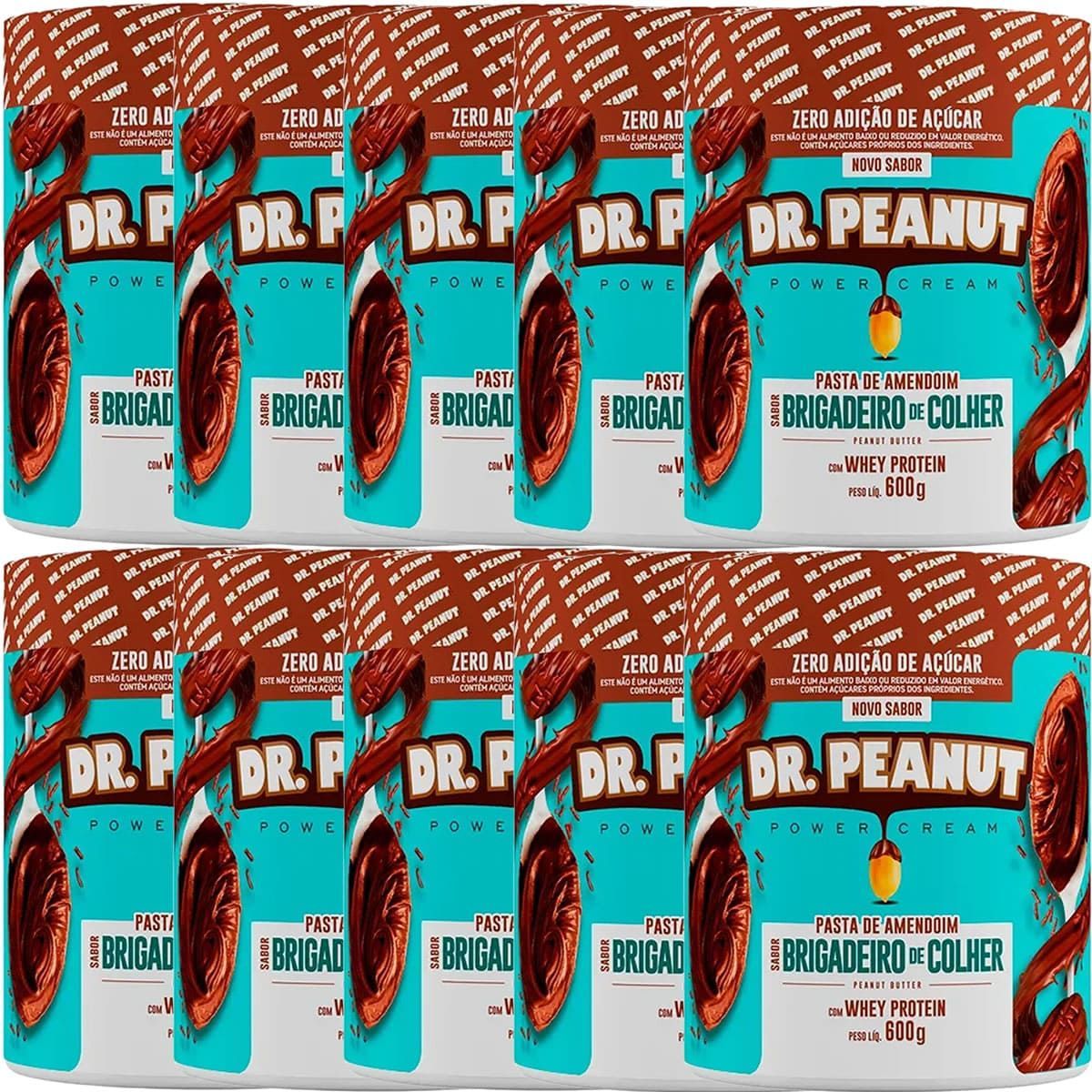 Kit 10X Pasta de Amendoim - 600g Brigadeiro de Colher com Whey Protein - Dr. Peanut