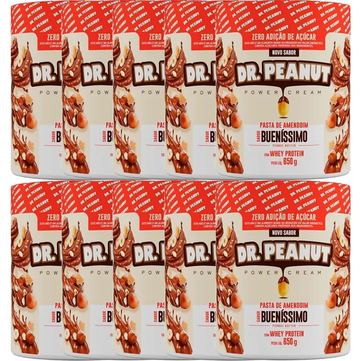 Kit 10X Pasta de Amendoim - 650g Buen�ssimo com Whey Protein - Dr. Peanut