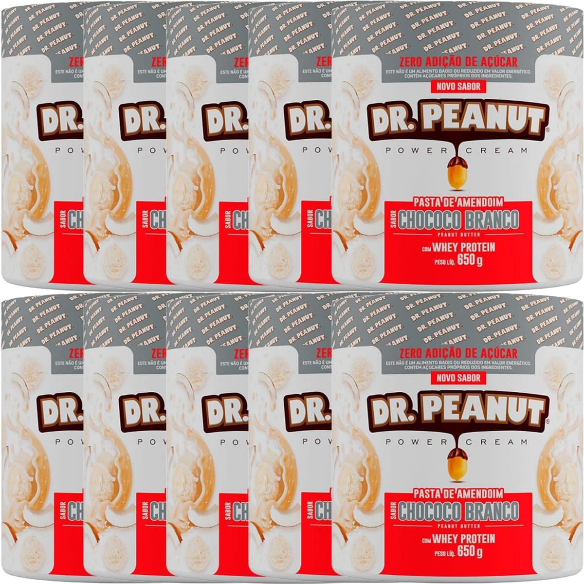 Kit 10X Pasta de Amendoim - 650g Chococo Branco com Whey - Dr. Peanut