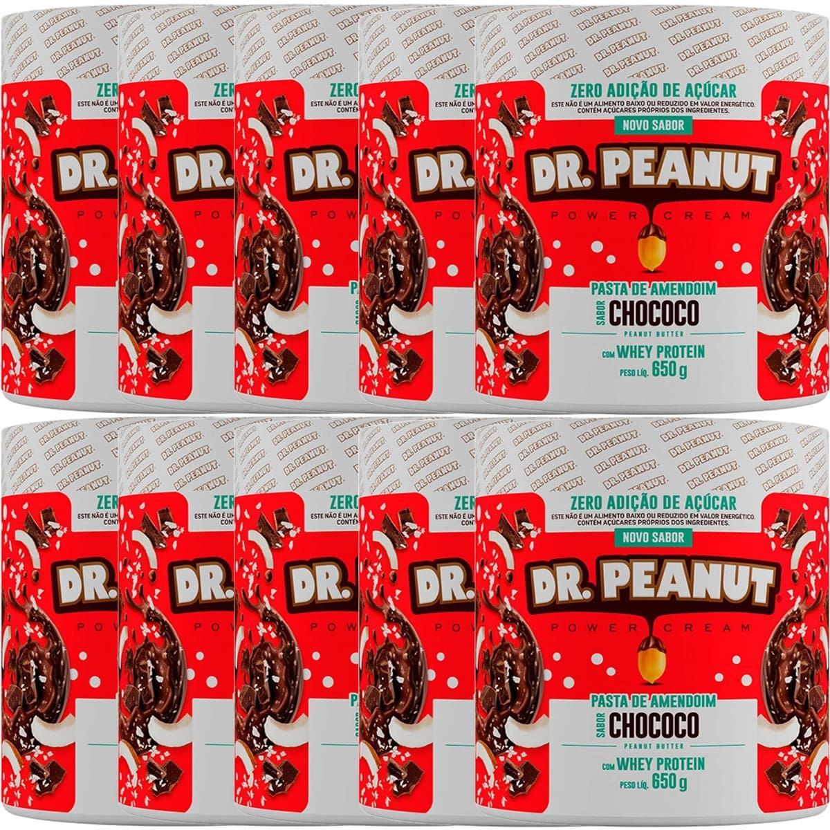 Kit 10X Pasta de Amendoim - 650g Chococo com Whey - Dr. Peanut