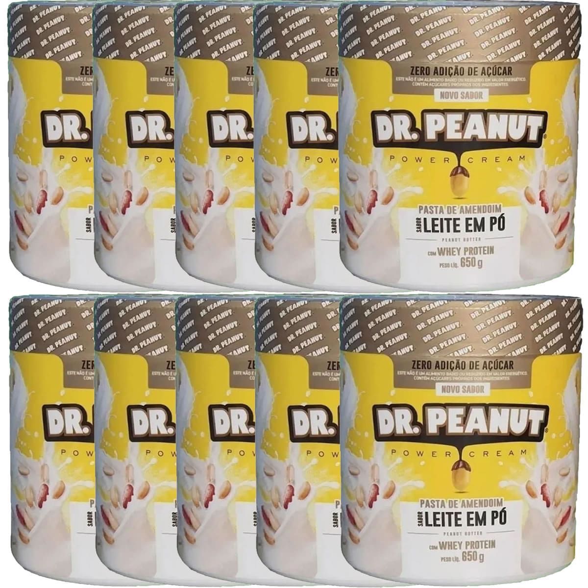 Kit 10X Pasta de Amendoim - 650g Leite em P� com Whey  - Dr. Peanut
