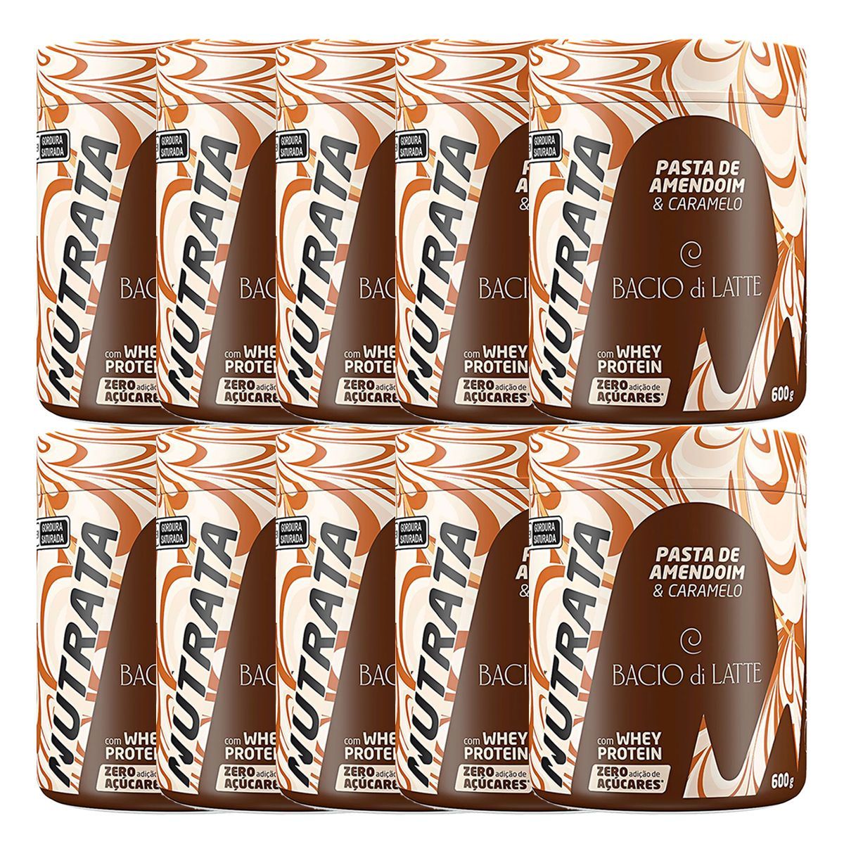 Kit 10X Pasta de Amendoim Bacio di Latte - 600g Caramelo Salgado - Nutrata