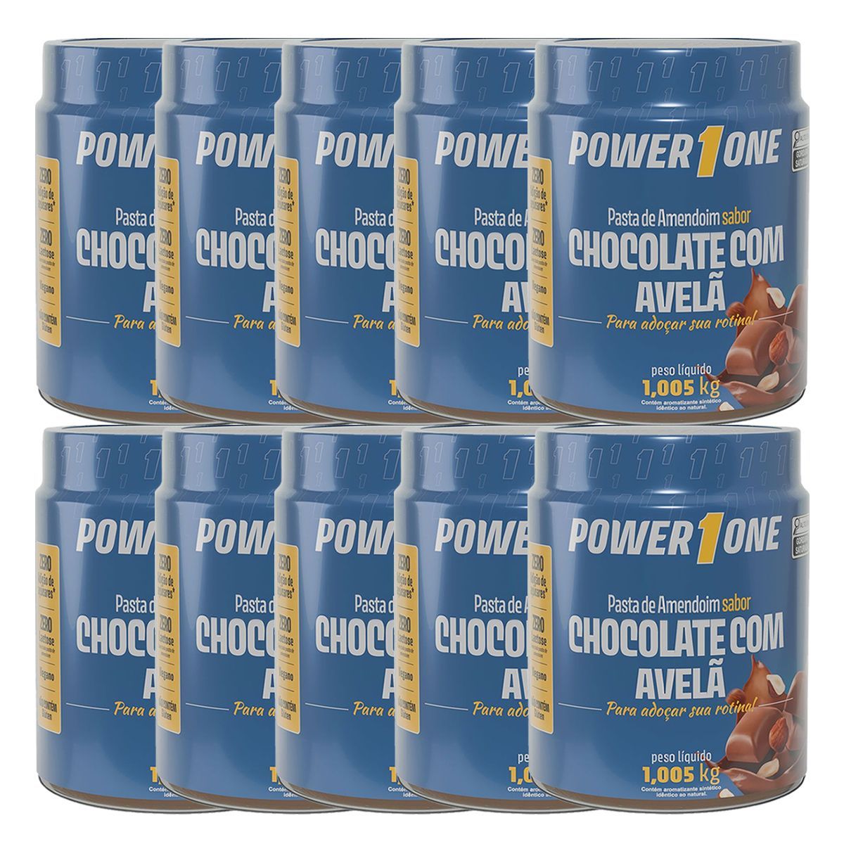 Kit 10X Pasta de Amendoim Chocolate com Avel� - 1005g - Power One