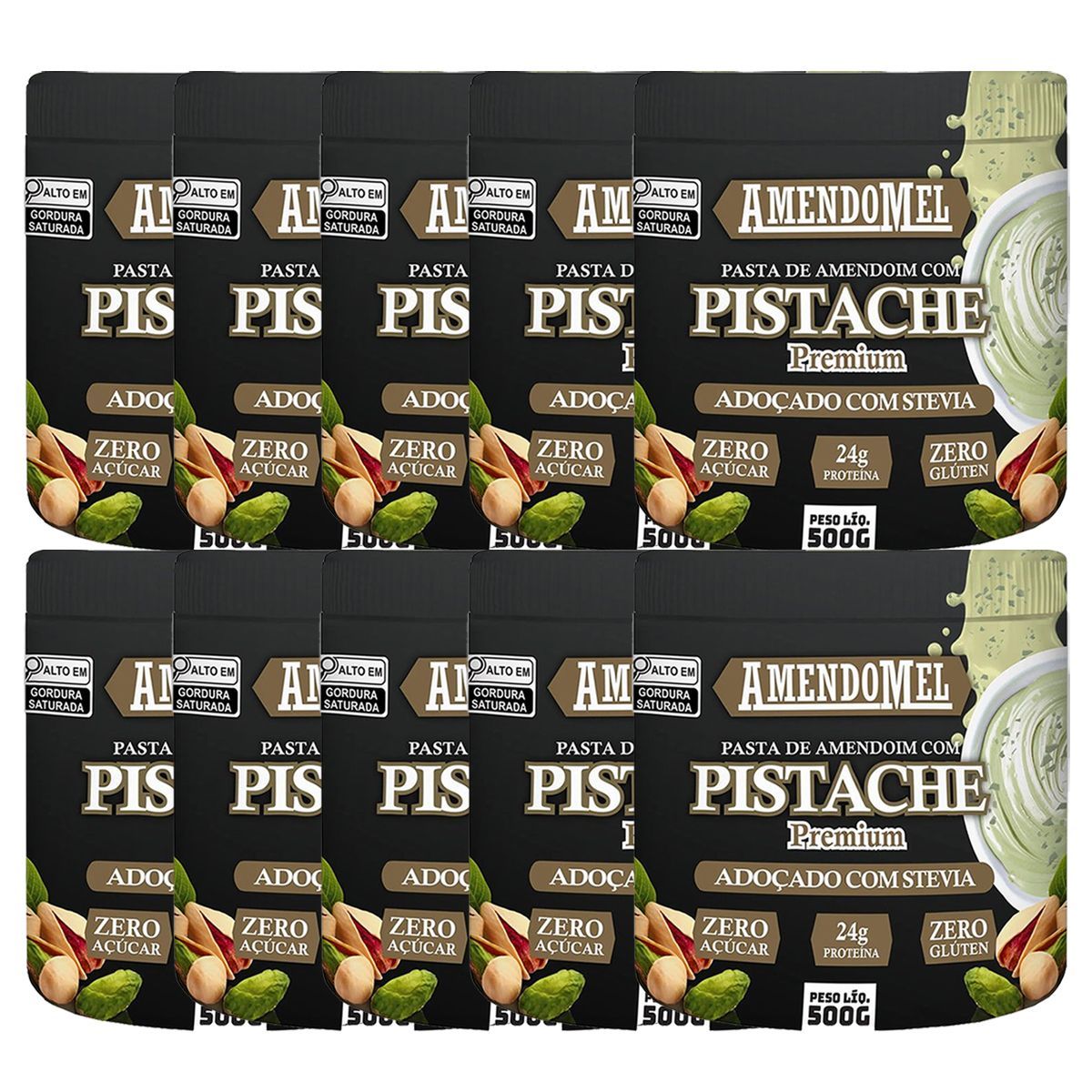 Kit 10X Pasta de Amendoim Com Pistache - 500g - AmendoMel