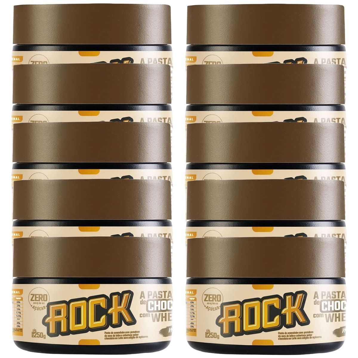 Kit 10X Pasta de Amendoim com Whey - 250g Chocolate Belga - Rock Peanut	