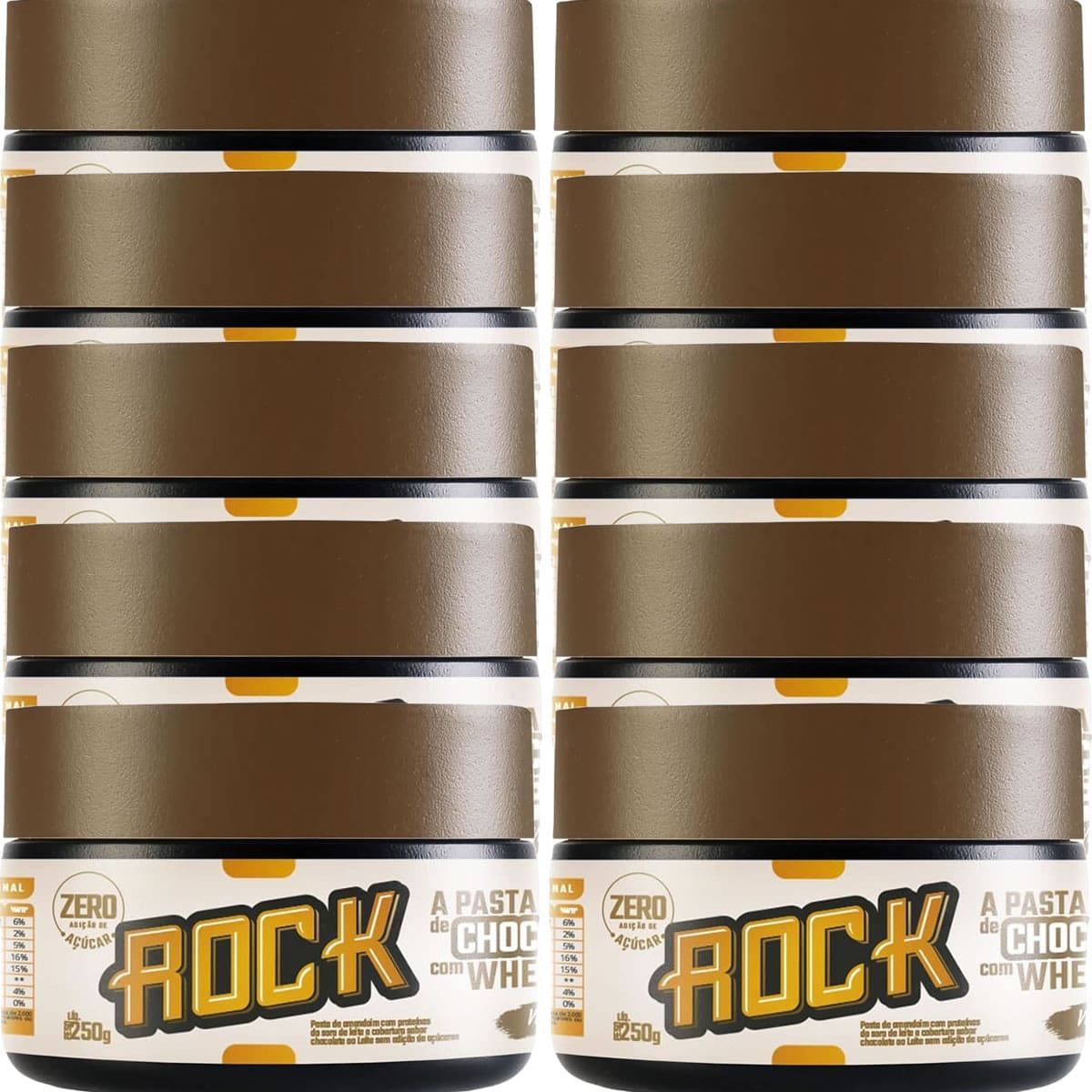 Kit 10X Pasta de Amendoim Com Whey - 250g Chocolate Branco - Rock Peanut