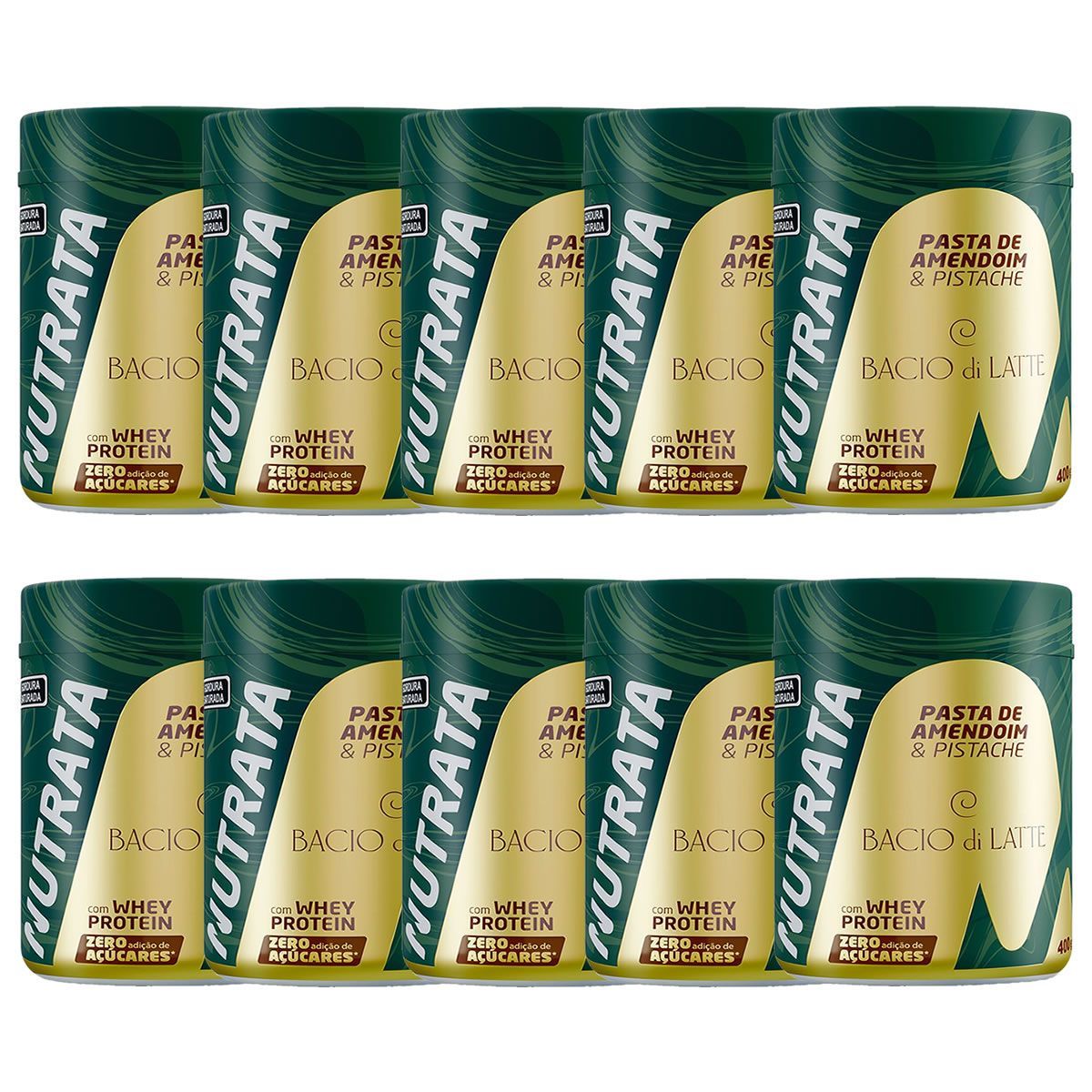 Kit 10X Pasta de Amendoim com Whey - 400g Pistache - Nutrata