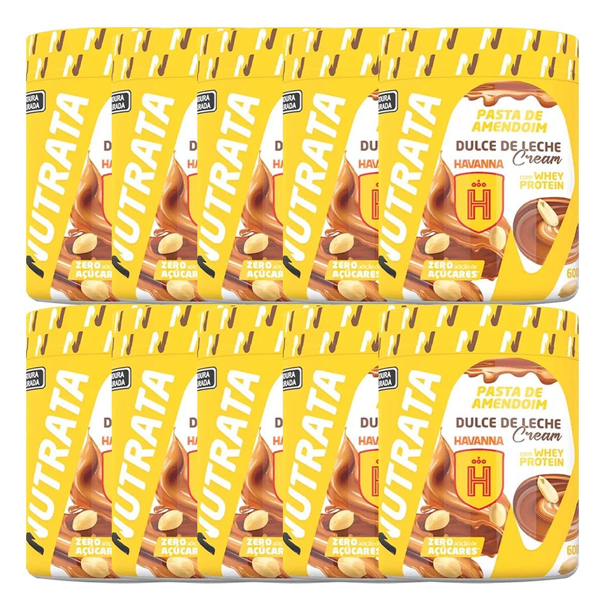 Kit 10X Pasta de Amendoim com Whey - 600g Dulce de Leche Crunch - Nutrata