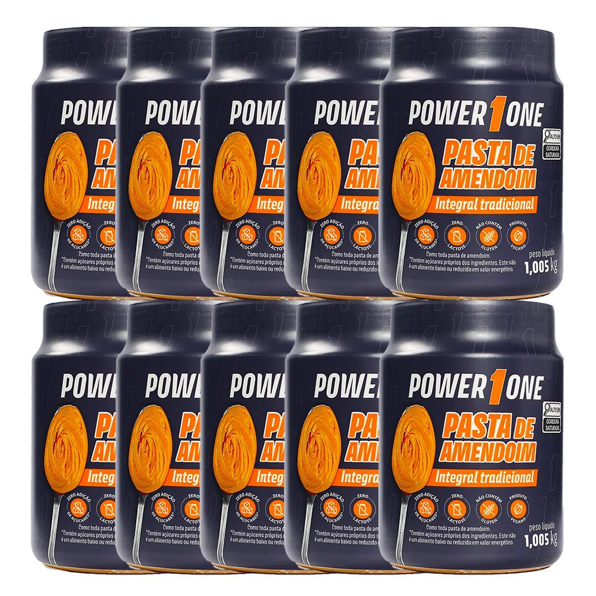 Kit 10X Pasta de Amendoim Integral - 1000g - Power One