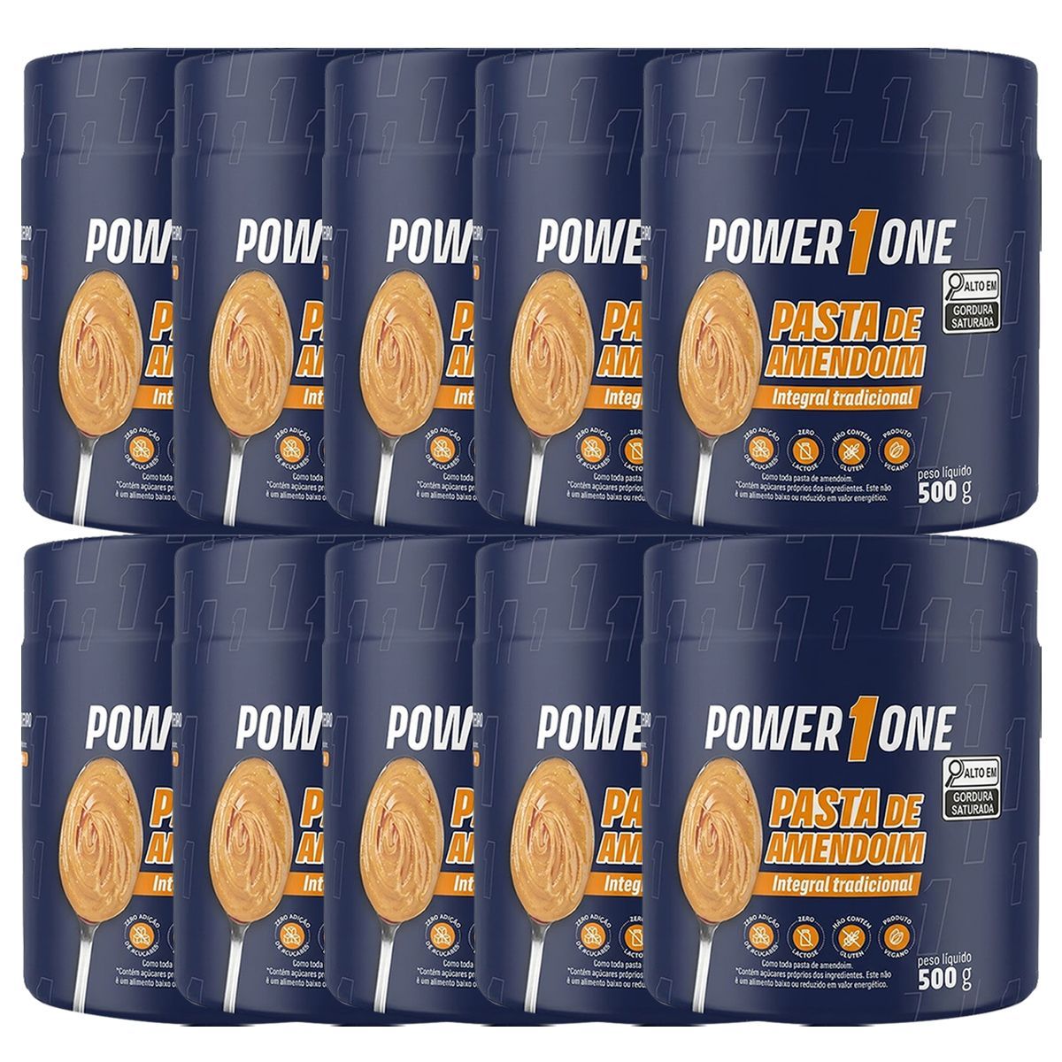 Kit 10X Pasta de Amendoim Integral - 500g - Power One