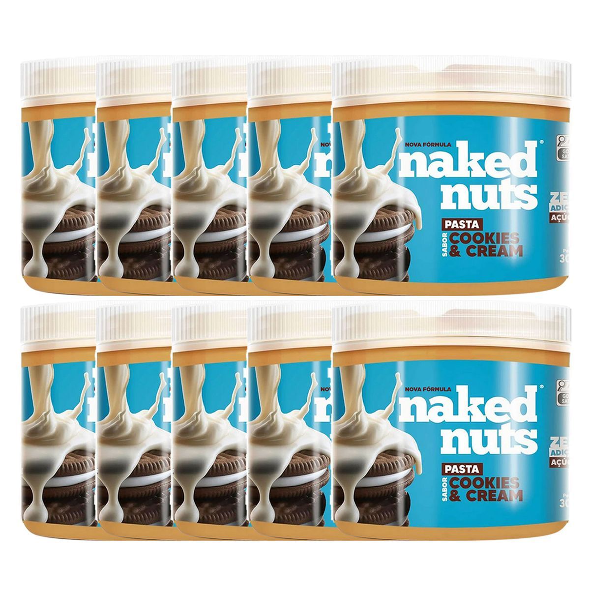 Kit 10X Pasta de Amendoim Naked Nuts - 300g Cookies & Cream - Naked Nuts