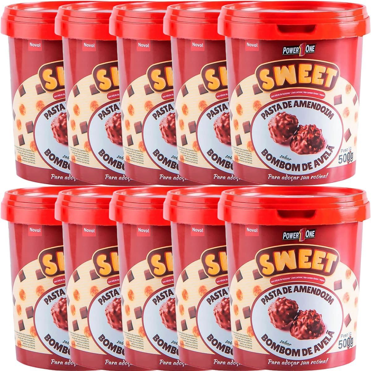 Kit 10X Pasta de Amendoim Sweet - 500g Bombom de Avel� - Power One