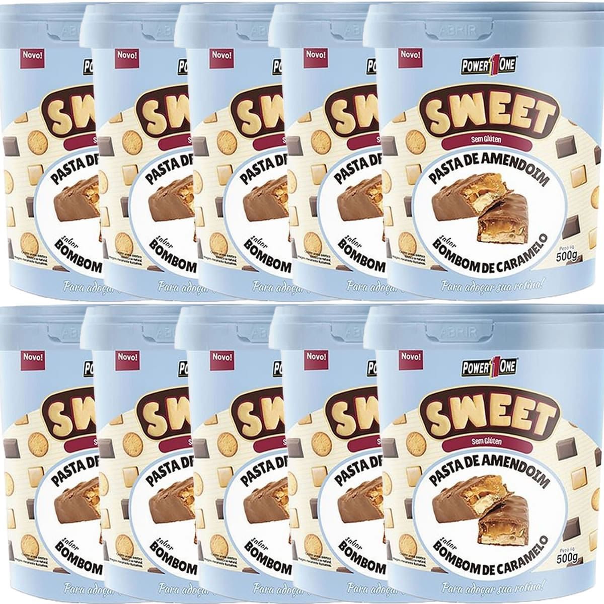 Kit 10X Pasta de Amendoim Sweet - 500g Bombom de Caramelo - Power One