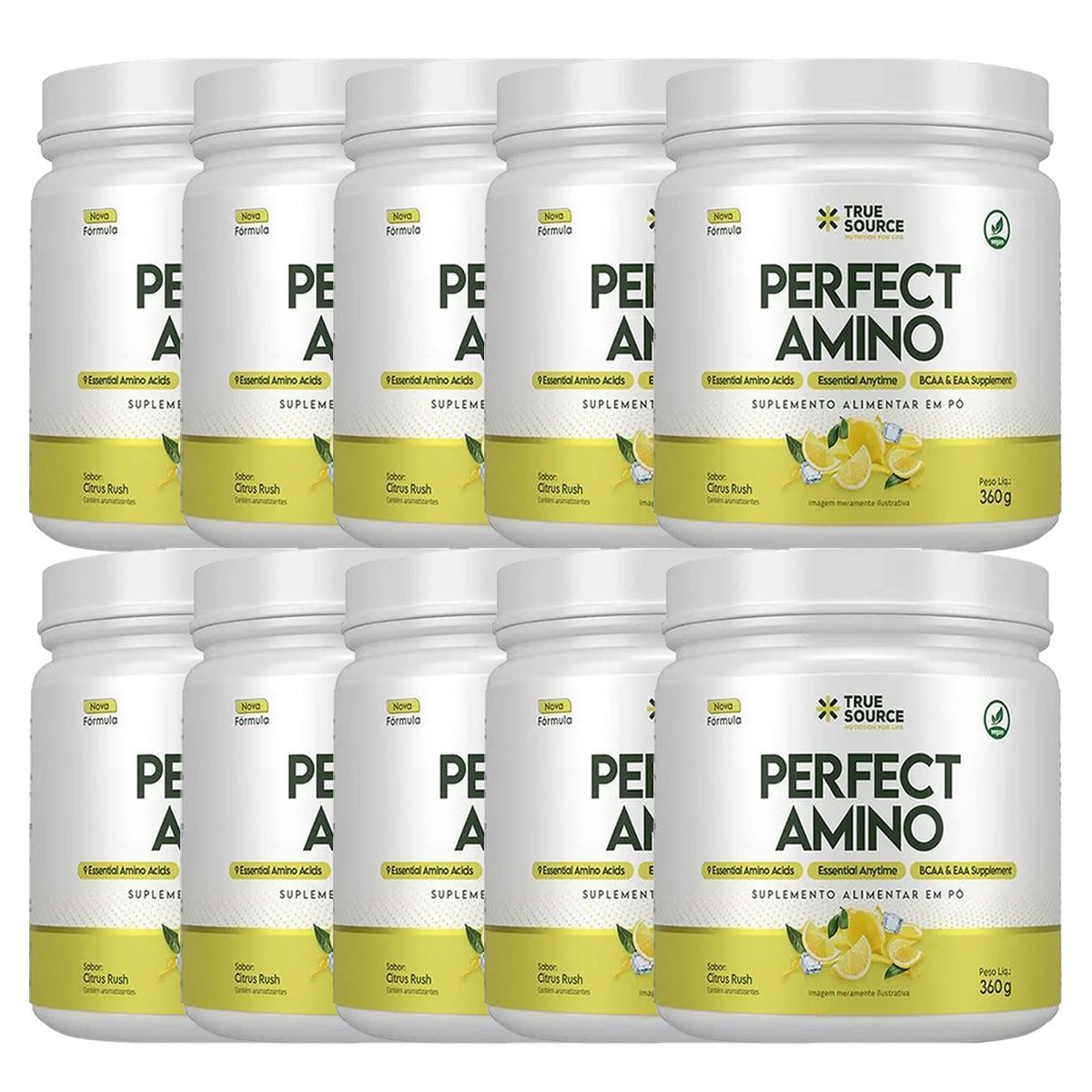 Kit 10X Perfect Amino - 360g Citrus Rush - True Source
