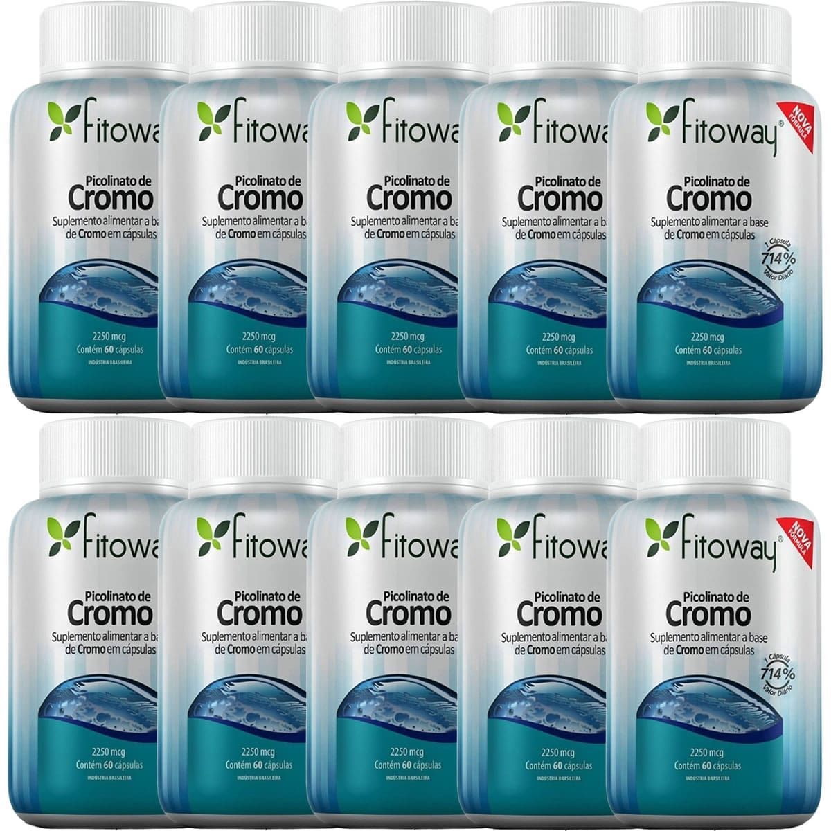 Kit 10X Picolinato Cromo - 60 C�psulas -  Fitoway