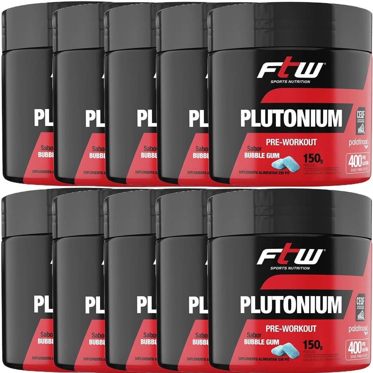 Kit 10X Plutonium Pre - Workout - 150g Bubble Gum - FTW