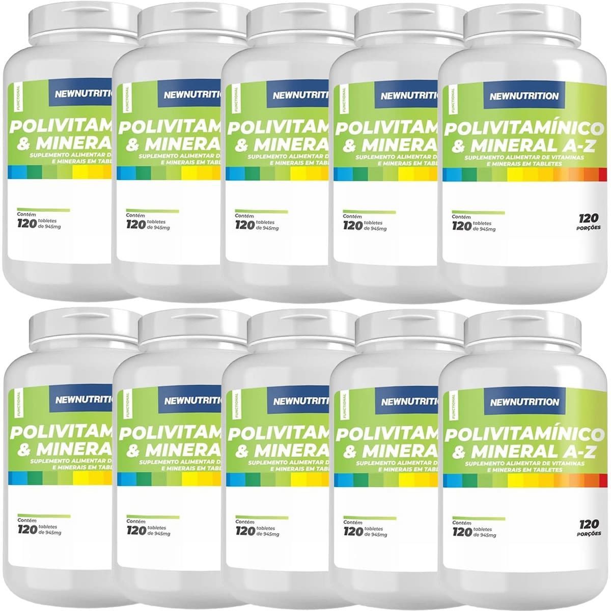 Kit 10X Polivitam�nico & Mineral A-Z - 120 Tabletes - NewNutrition