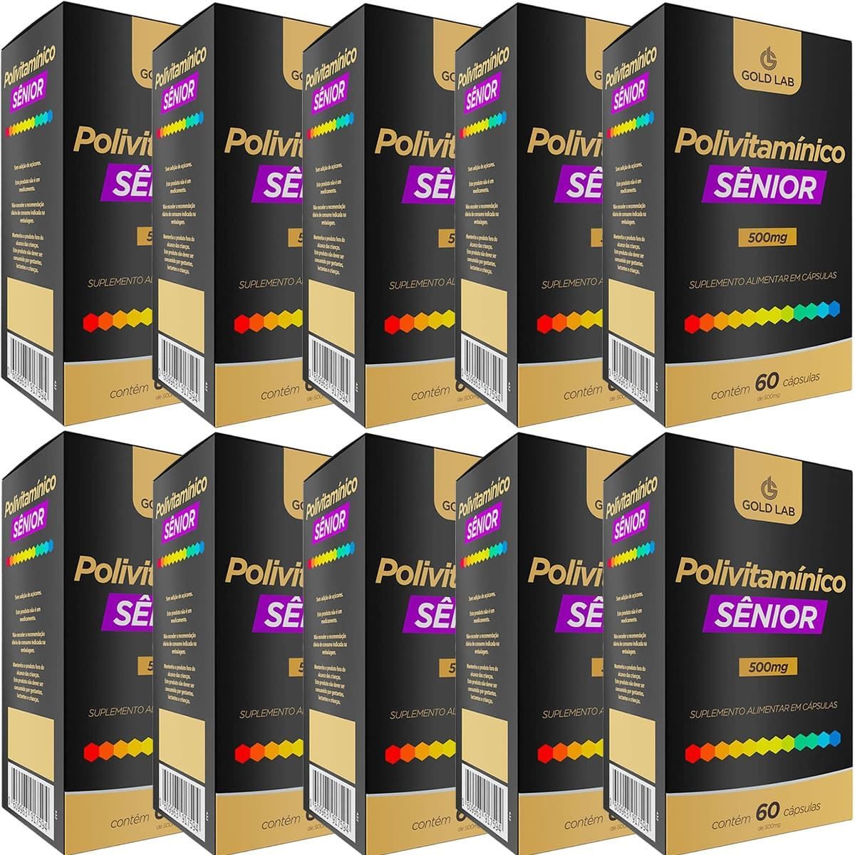 Kit 10X Polivitam�nico S�nior - 60 C�psulas - Gold Lab
