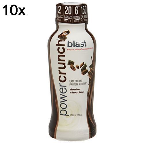 Kit 10X Powe Crunch Proto Whey Blast RTD - 355ml Double Chocolate - BNRG