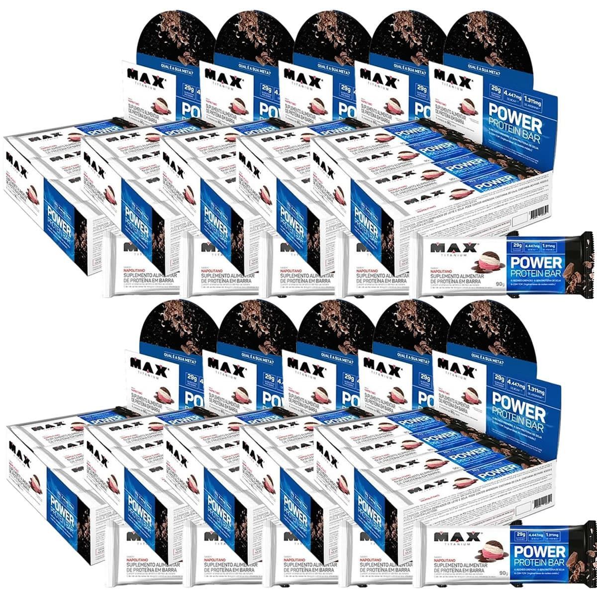 Kit 10X Power Protein Bar - 8 unidades 90g Napolitano - Max Titanium