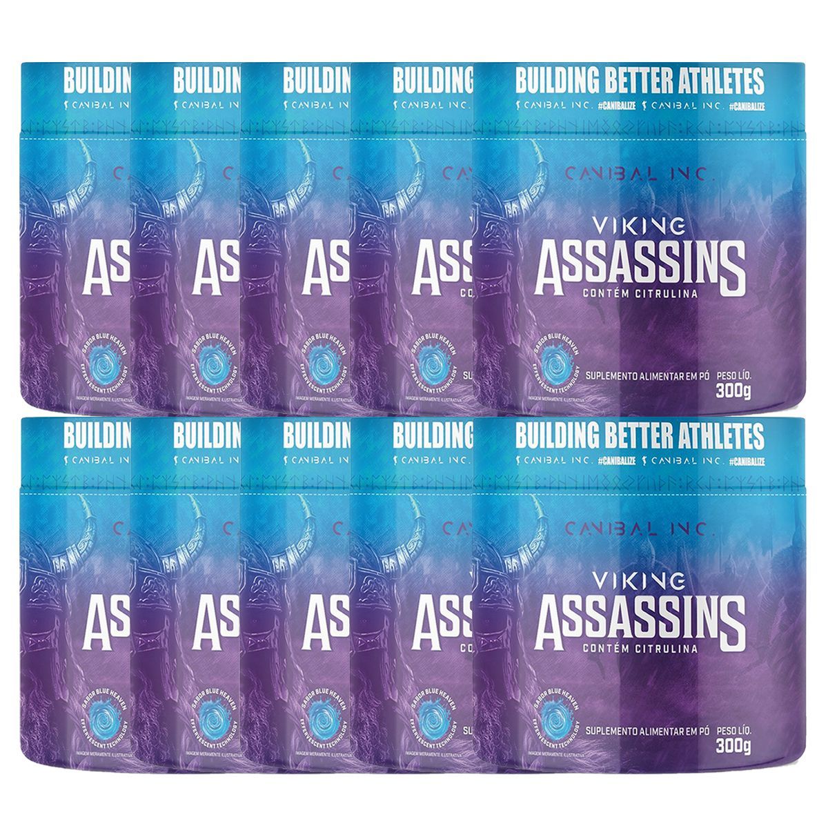 Kit 10X Pr� Treino Viking Assassins - 300g Blue Heaven - Canibal
