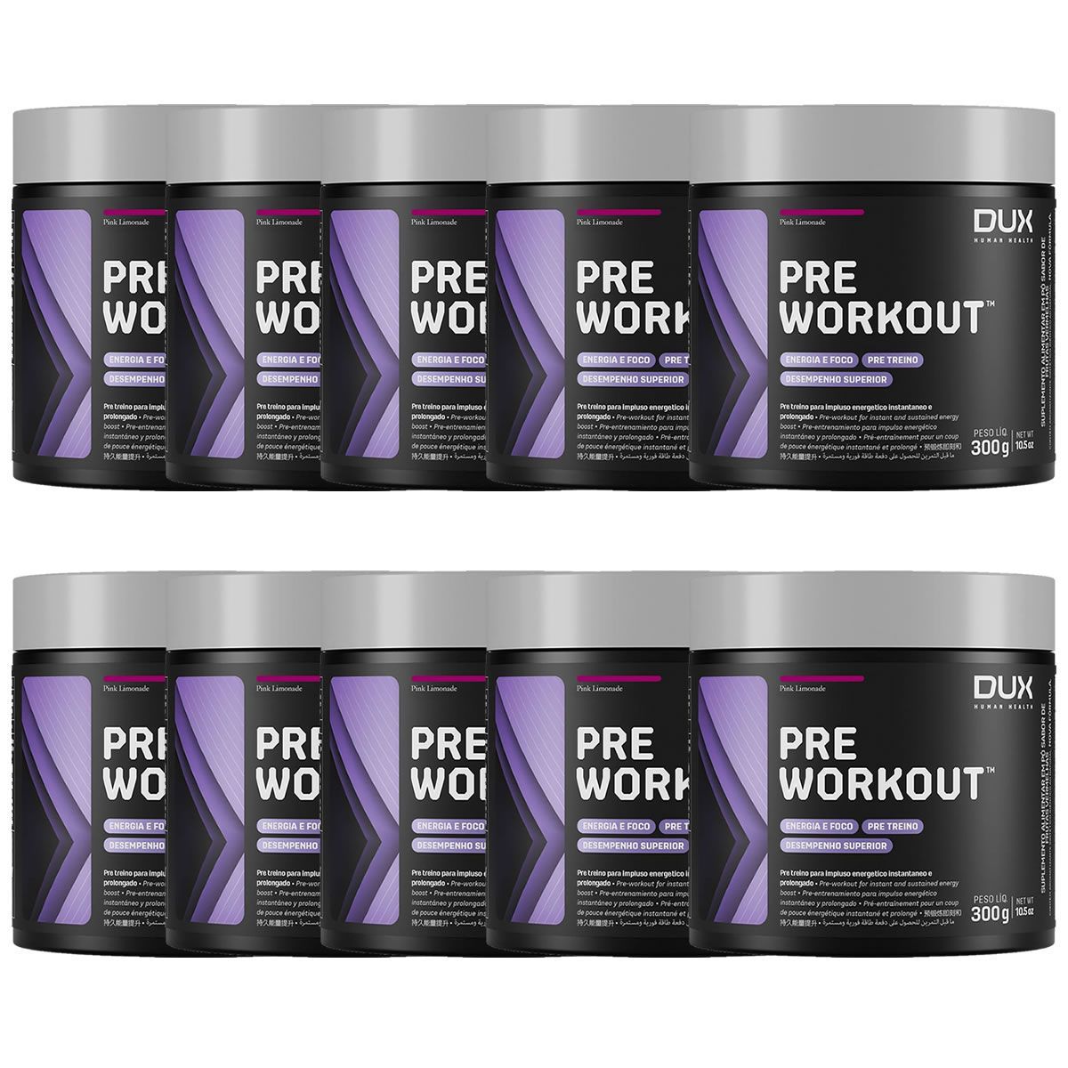 Kit 10X Pre Workout Original - 300g Pink Lemonade - Dux Nutrition