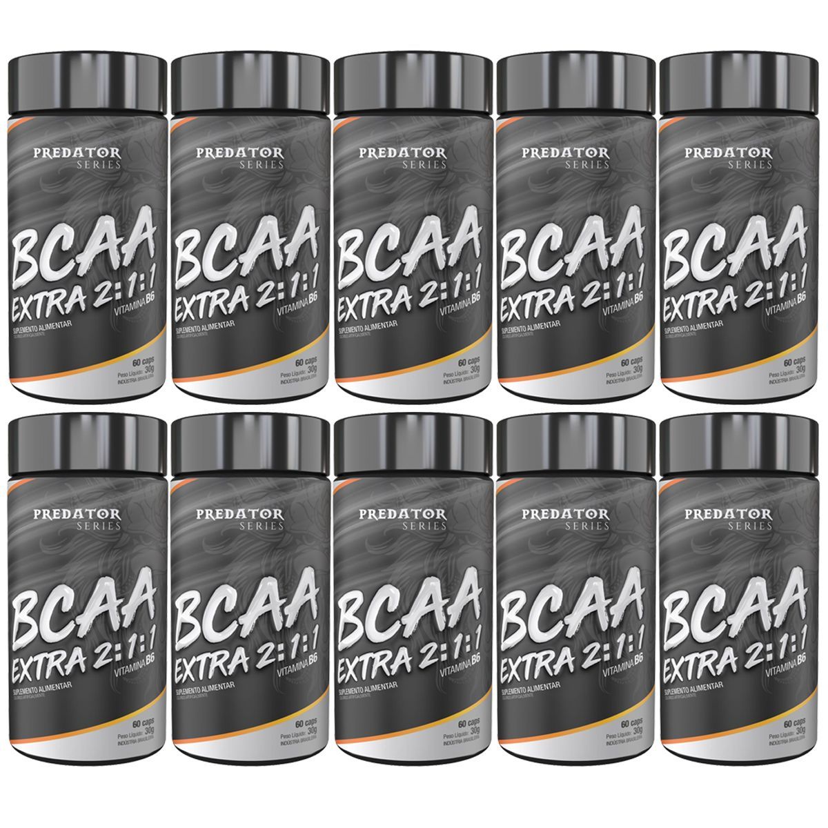 Kit 10X Predator BCAA 2:1:1 - 60 C�psulas - Nutrata