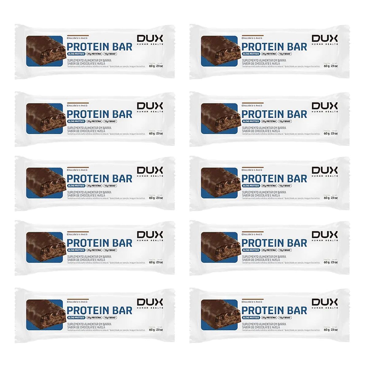 Kit 10X Protein Bar - 1 Unidade 60g Chocolate e Avel� - Dux Nutrition