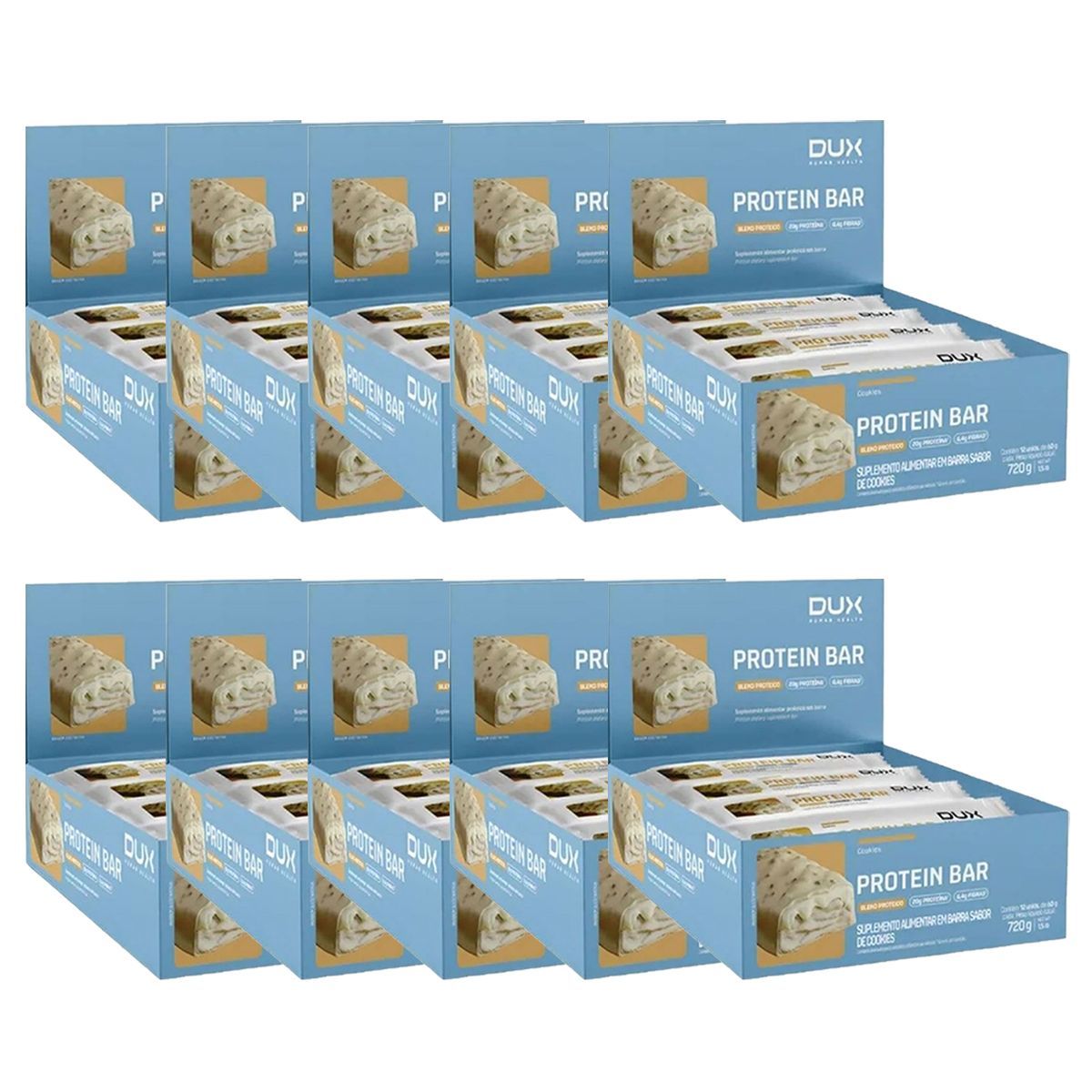 Kit 10X Protein Bar - 12 Unidades 60g Cookies - Dux Human Healt
