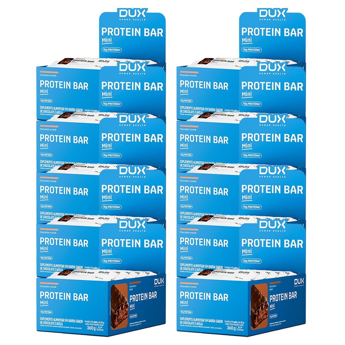 Kit 10X Protein Bar Mini - 12 Unidade 30g Chocolate e Avel� - Dux Human Healt