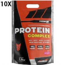 Kit 10X Protein Complex Premium - 1800g Refil Morango - New Millen