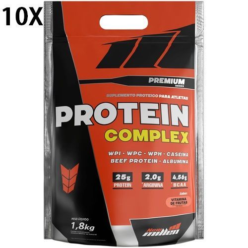 Kit 10X Protein Complex Premium - 1800g Refil Vitamina de Frutas - New Millen