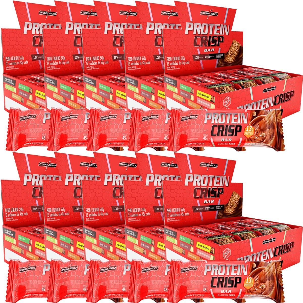 Kit 10X Protein Crisp Bar - 12 Unidades 45g Churros com Doce de Leite - IntegralM�dica