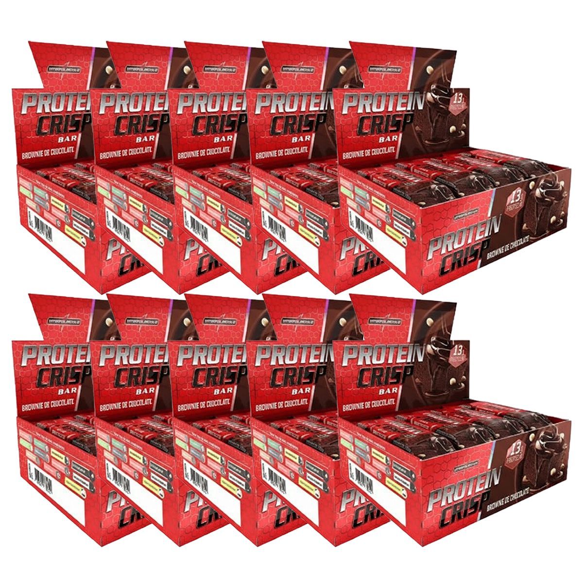 Kit 10X Protein Crisp Bar - 12 Unidades de 45g Brownie de Chocolate - IntegralM�dica