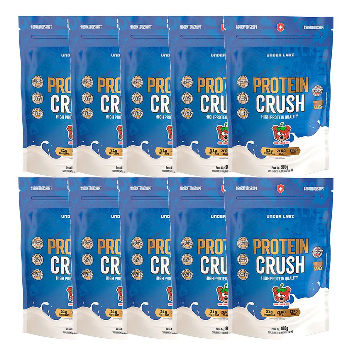 Kit 10X Protein Crush - 900g Refil Strawbear Swiss - Under Labz