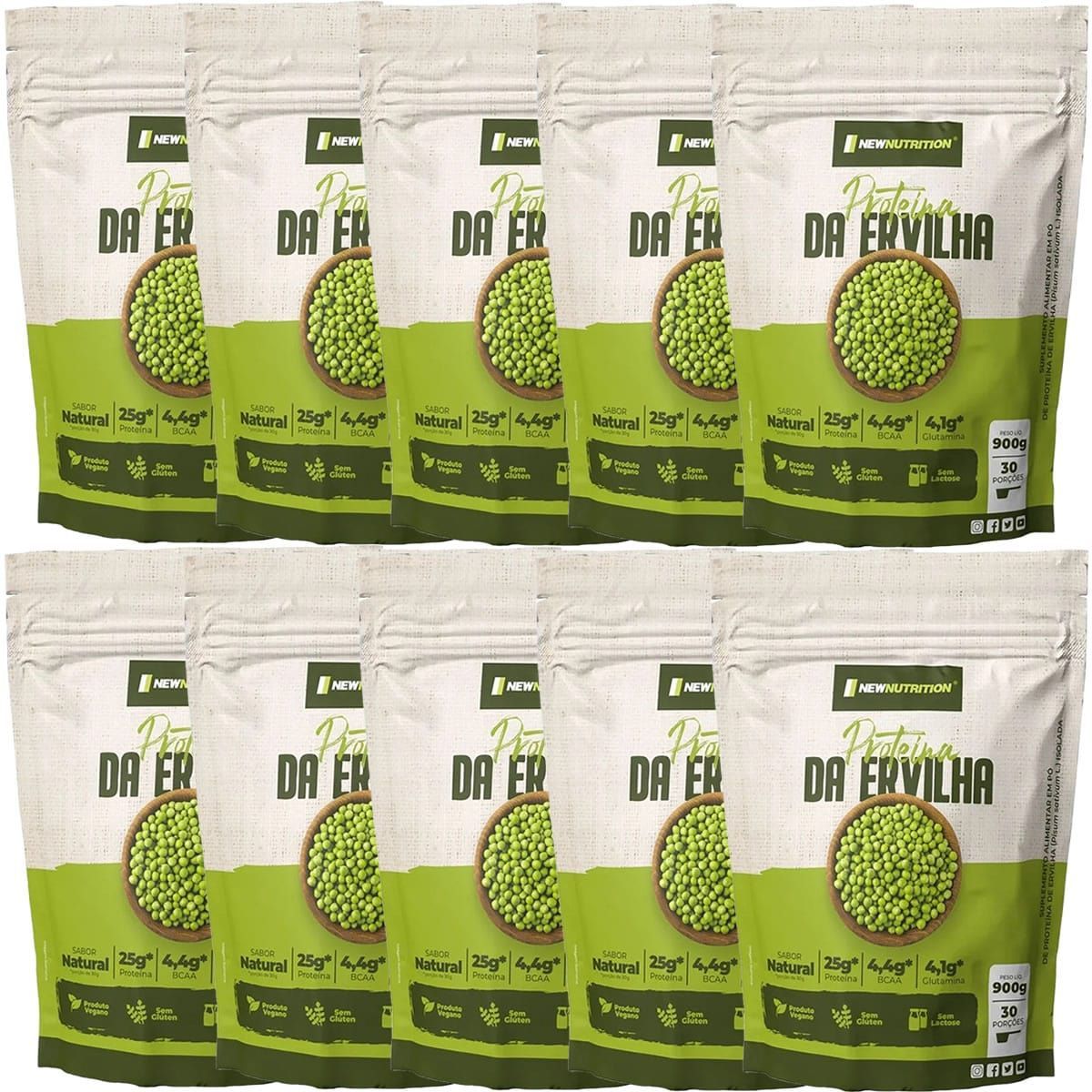 Kit 10X Prote�na da Ervilha - 900g Refil Natural - NewNutrition