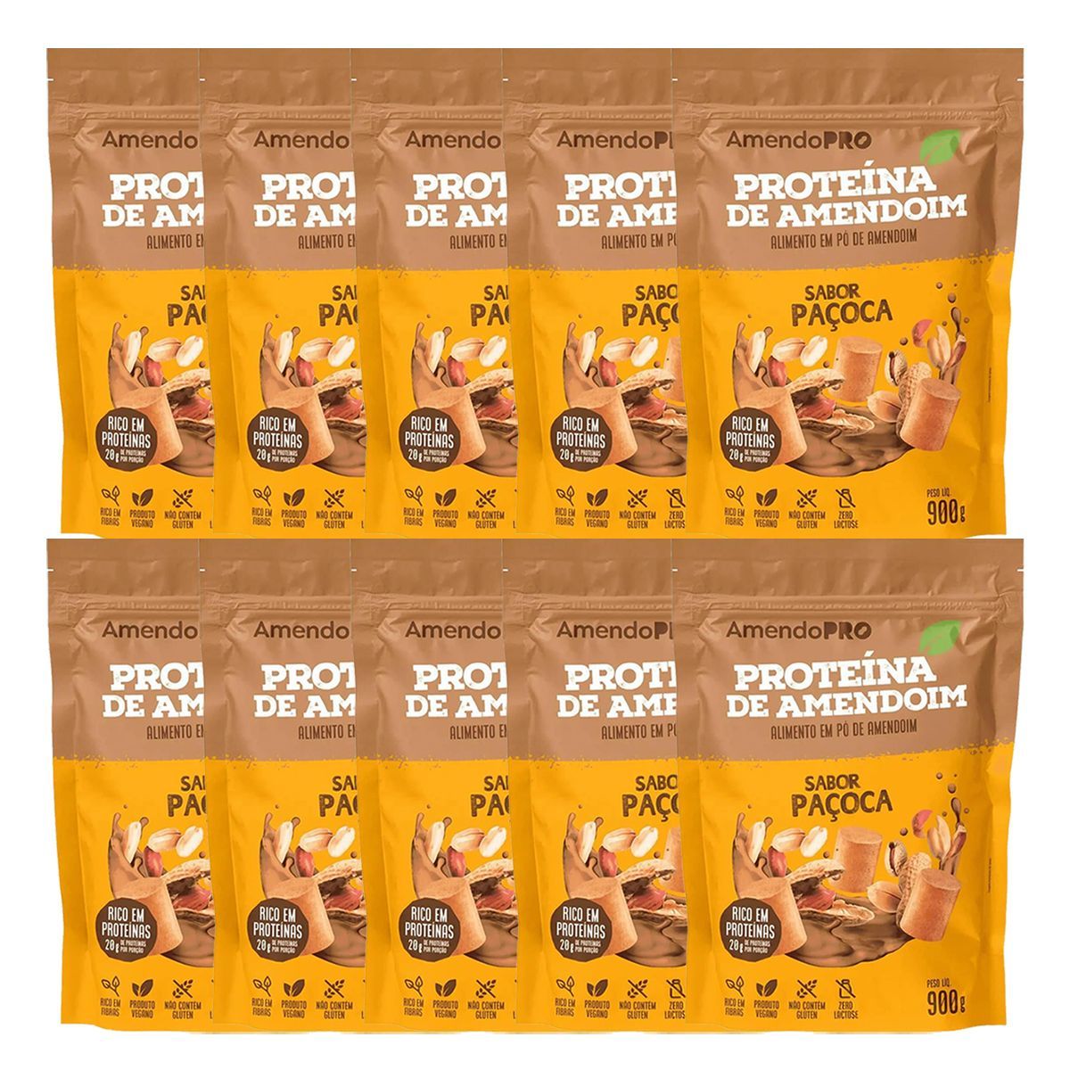 Kit 10X Proteina de Amendoim - 900g Refil Pa�oca - AmendoPro