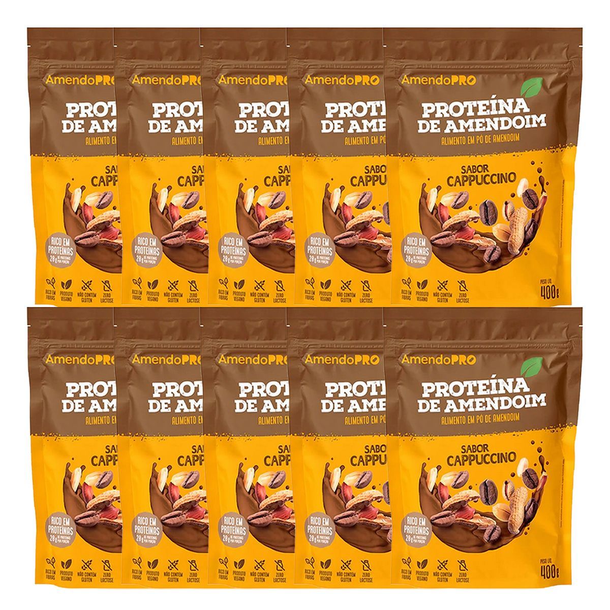 Kit 10X Proteina de Amendoim - Refil 400g Cappucino - AmendoPro