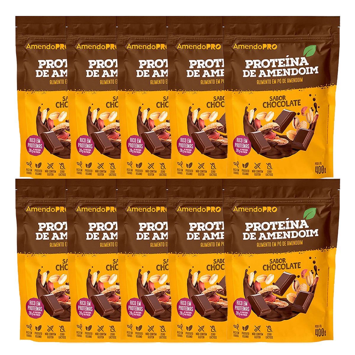 Kit 10X Proteina de Amendoim - Refil 400g Chocolate - AmendoPro