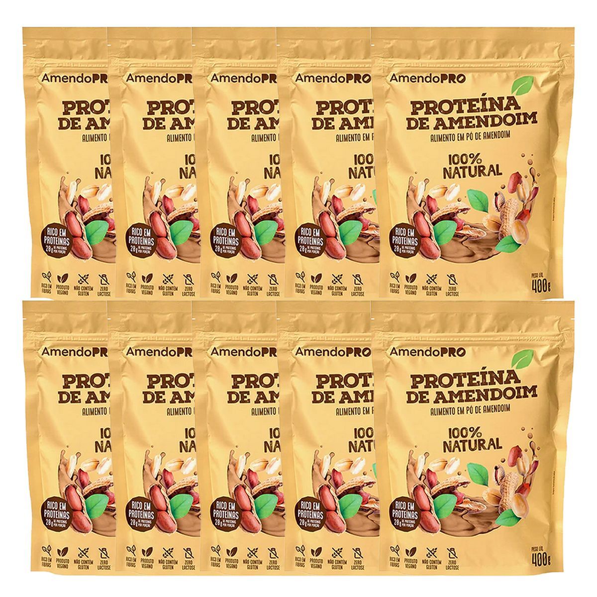 Kit 10X Proteina de Amendoim - Refil 400g Natural - AmendoPro